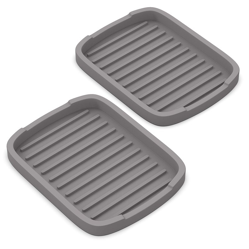 ZAPPOWARE Silicone Sponge Holder -soap Tray - 5.9" X 4.33" Set -2pcs (Gray) - Image 1